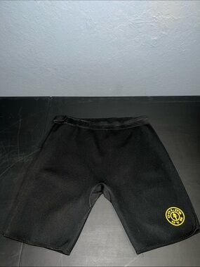 Gold's Gym Black Athletic Neoprene Training Shorts with Yellow Logo